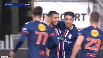 ¡Puro olfato goleador! Peña le dio el triunfo al FC Emmen