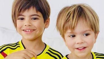 Los hijos de Piqu&eacute; y Shakira animan a Colombia en su debut 