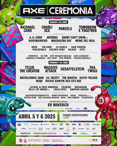 Festival Ceremonia 2025: horarios y quién actua hoy, 5 de abril | Natanael Cano, Charli XCX, TXT