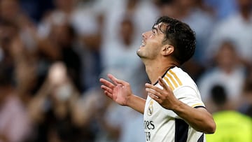 Soccer Football - LaLiga - Real Madrid v Las Palmas - Santiago Bernabeu, Madrid, Spain - September 27, 2023 Real Madrid's Brahim Diaz celebrates scoring their first goal REUTERS/Juan Medina