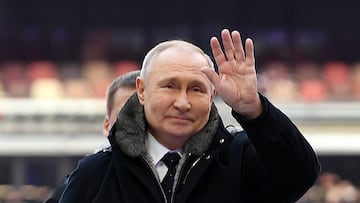 Russian President Vladimir Putin attends a concert dedicated to Russian service members involved in the country's military campaign in Ukraine, on the eve of the Defender of the Fatherland Day at Luzhniki Stadium in Moscow, Russia February 22, 2023. Sputnik/Maksim Blinov/Kremlin via REUTERS ATTENTION EDITORS - THIS IMAGE WAS PROVIDED BY A THIRD PARTY.