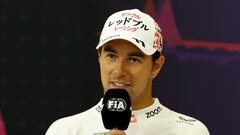 Formula One F1 - Japanese Grand Prix - Suzuka Circuit, Suzuka, Japan - April 7, 2024 Red Bull's Sergio Perez during the press conference after finishing second in the Japanese Grand Prix REUTERS/Androniki Christodoulou