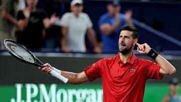 Tennis - ATP Masters 1000 - Shanghai Masters - Qizhong Forest Sports City Arena, Shanghai, China - October 5, 2025 Serbia's Novak Djokovic celebrates after winning the second set during his round of 32 match against Germany's Yannick Hanfmann REUTERS/Go Nakamura