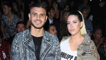 Mauro Icardi y Wanda Nara en el Philipp Plein fashion show en Milan, Italia. Junio 15, 2019.