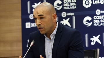 Manolo Gaspar, en la sala de prensa de La Rosaleda.