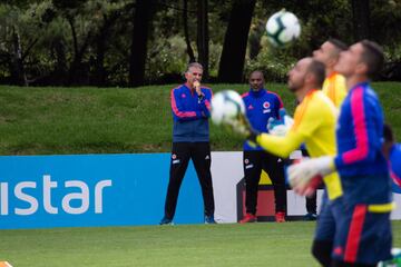 Iván Mauricio Arboleda,Eder Chaux, Aldair Quintana y Diego Novoa entrenan en la sede de la FCF bajo las dirección de Carlos Queiroz.