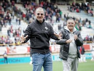 José Juan Romero, entrenador del Ceuta, celebra un triunfo.