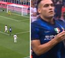 El centro es perfecto, pero el remate de Lautaro mejor aún: un golazo