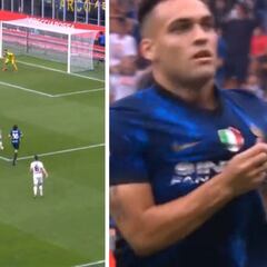 El centro es perfecto, pero el remate de Lautaro mejor aún: un golazo