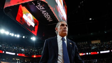 Sergio Scariolo, entrenador del Real Madrid, tras el partido de este martes ante el Valencia Basket en la Euroliga.