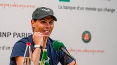 PARIS, FRANCE - JUNE 03: Rafael Nadal of Spain gives a media interview after the Men's Singles Semi Final match against  Alexander Zverev of Germany on Day 13 of The 2022 French Open at Roland Garros on June 03, 2022 in Paris, France. (Photo by Andy Cheung/Getty Images)
