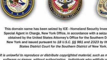 El mensaje que aparece en rojadirecta.org y .com, aunque el portal español sigue siendo accesible a través de otras direcciones.