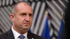 FILED - 25 May 2021, Belgium, Brussels: Bulgarian President Rumen Radev speaks to media as he arrives for the second day of a special EU summit. Photo: Alexandros Michailidis/EU Council/dpa - ATTENTION: editorial use only and only if the credit mentioned 