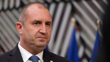 FILED - 25 May 2021, Belgium, Brussels: Bulgarian President Rumen Radev speaks to media as he arrives for the second day of a special EU summit. Photo: Alexandros Michailidis/EU Council/dpa - ATTENTION: editorial use only and only if the credit mentioned 