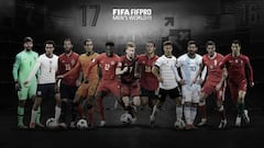 Allison, Alexander-Arnold, Ramos, Van Dijk, Davies, De Bruyne, Thiago, Kimmich, Messi, Lewandowski y Cristano.