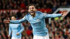 Bernardo Silva celebra un gol al Manchester United.