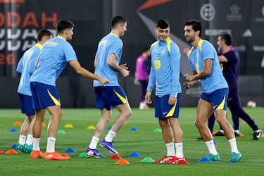 Robert Lewandowski, Pedri y Ferran Torres.