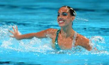 Ona Carbonell Ballestero durante su ejercicio de solo libre con el que ha ganado otra medalla de bronce.