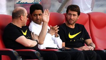 Al-Khelaifi, junto a Maxwell (derecha), ayer en Tánger.