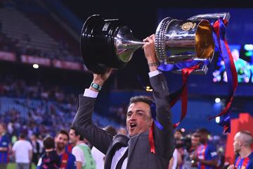 El actual seleccionador sacó mucho provecho de su etapa como entrenador del Barcelona. Las ediciones de 2015, 2016 y 2017 fueron al bolsillo de Luis Enrique. Su Barcelona sumó tres Copas del Rey consecutivas, que le afianzaron como el Rey de Copas.