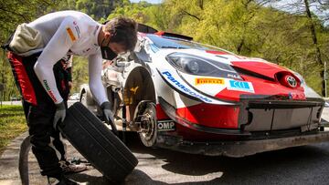 Sebastien Ogier (FRA) and Julien Ingrassia (FRA) of Team Toyota Gazoo Racing are seen during World Rally Championship Croatia in Zagreb, Croatia on April 25, 2021 // Jaanus Ree/Red Bull Content Pool // SI202104250180 // Usage for editorial use only //