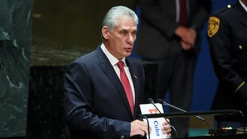 Foto de archivo del presidente de Cuba, Miguel Díaz-Canel, en la Asamblea General de las Naciones Unidas en la ciudad de Nueva York, EE UU, el 19 de septiembre de 2023.