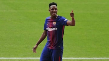 Yerry Mina, en su etapa del Barcelona.