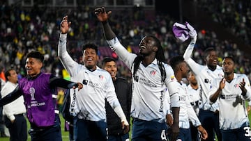 Los jugadores de Liga de Quito celebran el pase a la final de la Copa Sudamericana.