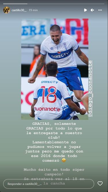 El emotivo mensaje de Nico Castillo a Buonanotte tras su salida de la UC