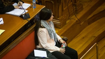 BARCELONA, SPAIN - FEBRUARY 03: The defendant Rosa Peral, 36 years old, an officer of the Guardia Urbana and girlfriend of the late Pedro is seen sitting on the bench. The Prosecution requests 25 years in prison for Rosa Peral and 24 for Albert Lopez for the murder with malice aforethought of Barcelona's officer of the Guardia Urbana Pedro Rodriguez, on May 1, 2017. The trial will be extended until March 17 and the defendants will testify at their own request in the last session, against to the usual on Februay 03, 2020 in Barcelona, Spain. (Photo by David Zorrakino /Europa Press via Getty Images)
