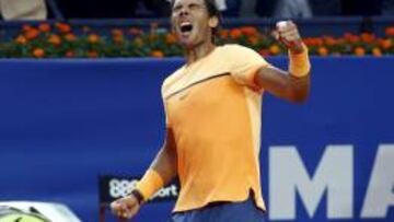Rafa Nadal celebrando su victoria en el Godó.