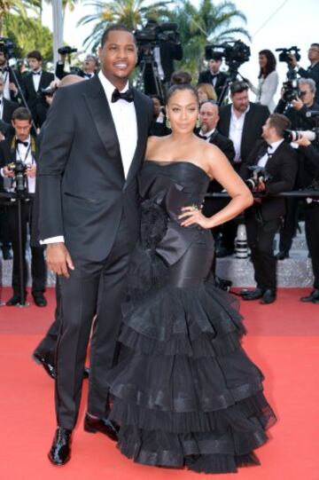 Carmelo Anthony y La La Anthony en la premier de "Loving".