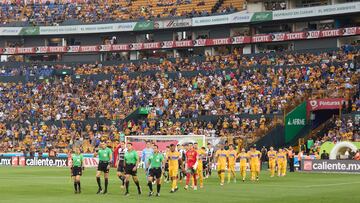 Protocolo during the 16th round match between Tigres UANL and Necaxa as part of the Torneo Clausura 2024 Liga BBVA MX at Universitario Stadium on April 20, 2024 in Monterrey, Nuevo Leon, Mexico.