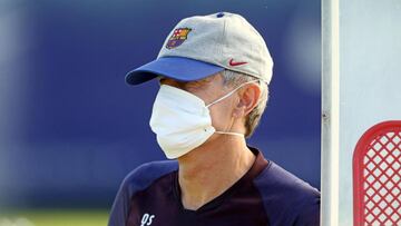 Quique Setién, en un entrenamiento.