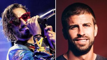 Imágenes de Maluma durante un concierto y de Gerard Piqué posando