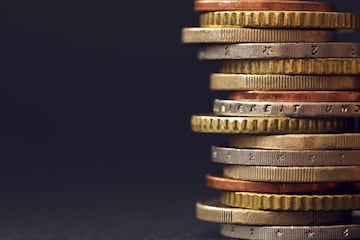 Money coins in a pile EURO EUROS MONEDA MONEDAS 