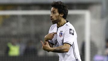 Futbol, Colo Colo vs Palestino.
Duodecima fecha, campeonato nacional 2019.
El jugador de Colo Colo Jorge Valdivia reacciona durante el partido de primera division disputado contra Palestino en el estadio Monumental de Santiago, Chile.
11/05/2019
Martin Thomas/Photosport
Football, Colo Colo vs Palestino.
Twelfth date, National Championship 2019
Colo Colo's player Jorge Valdivia reacts during the first division football match played against Palestino at the Monumental stadium in Santiago, Chile.
11/05/2019
Martin Thomas/Photosport