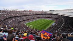 Panorámica del Camp Nou en el Barça-Wolfsburgo de semifinales de Champions femenina.