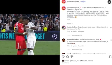 Prestianni sparks fresh Instagram controversy over Vinicius and Benfica teammate