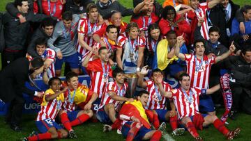 El momento en el que el Atl&eacute;tico de Madrid se proclam&oacute; campe&oacute;n de la Europa de League de 2010, ante el Fulham, en Hamburgo. 
 