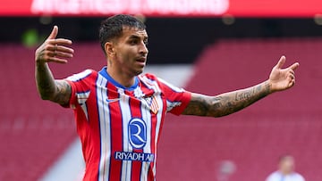 MADRID, SPAIN - OCTOBER 20: Angel Correa of Atletico de Madrid reacts during the LaLiga match between Atletico de Madrid and CD Leganes at Riyadh Air Metropolitano on October 20, 2024 in Madrid, Spain. (Photo by Angel Martinez/Getty Images)