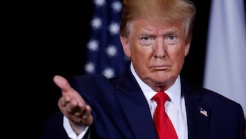 FILE PHOTO: U.S. President Donald Trump gestures towards reporters during a bilateral meeting with Japan's Prime Minister Shinzo Abe on the sidelines of the 74th session of the United Nations General Assembly (UNGA) in New York City, New York, U.S.,