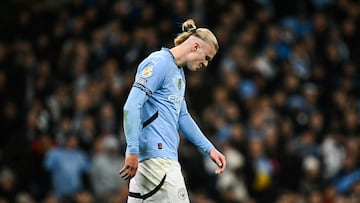 Erling Haaland reacts durante el partido del Manchester City ante el Tottenham.