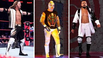 AJ Styles, Rey Mysterio y Andrade tras su debut en Raw.