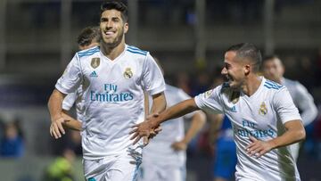 Asensio celebr&oacute; su gol con Lucas V&aacute;zquez.