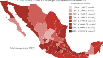 Mapa y casos de coronavirus en México por estados hoy 26 de junio