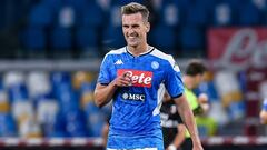 Arkadiusz Milik, delantero del N&aacute;poles, durante un partido ante el Milan en julio de 2020