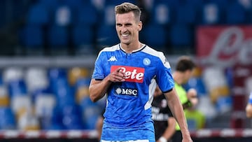Arkadiusz Milik, delantero del Nápoles, durante un partido ante el Milan en julio de 2020