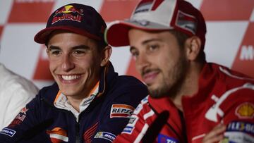 Marc Marquez y Andrea Dovizioso en la rueda de prensa de Cheste.