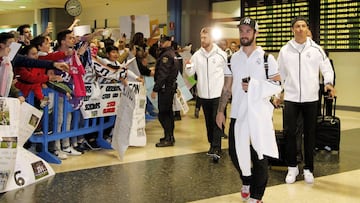 Los jugadores del Madrid, a su llegada a Valencia.